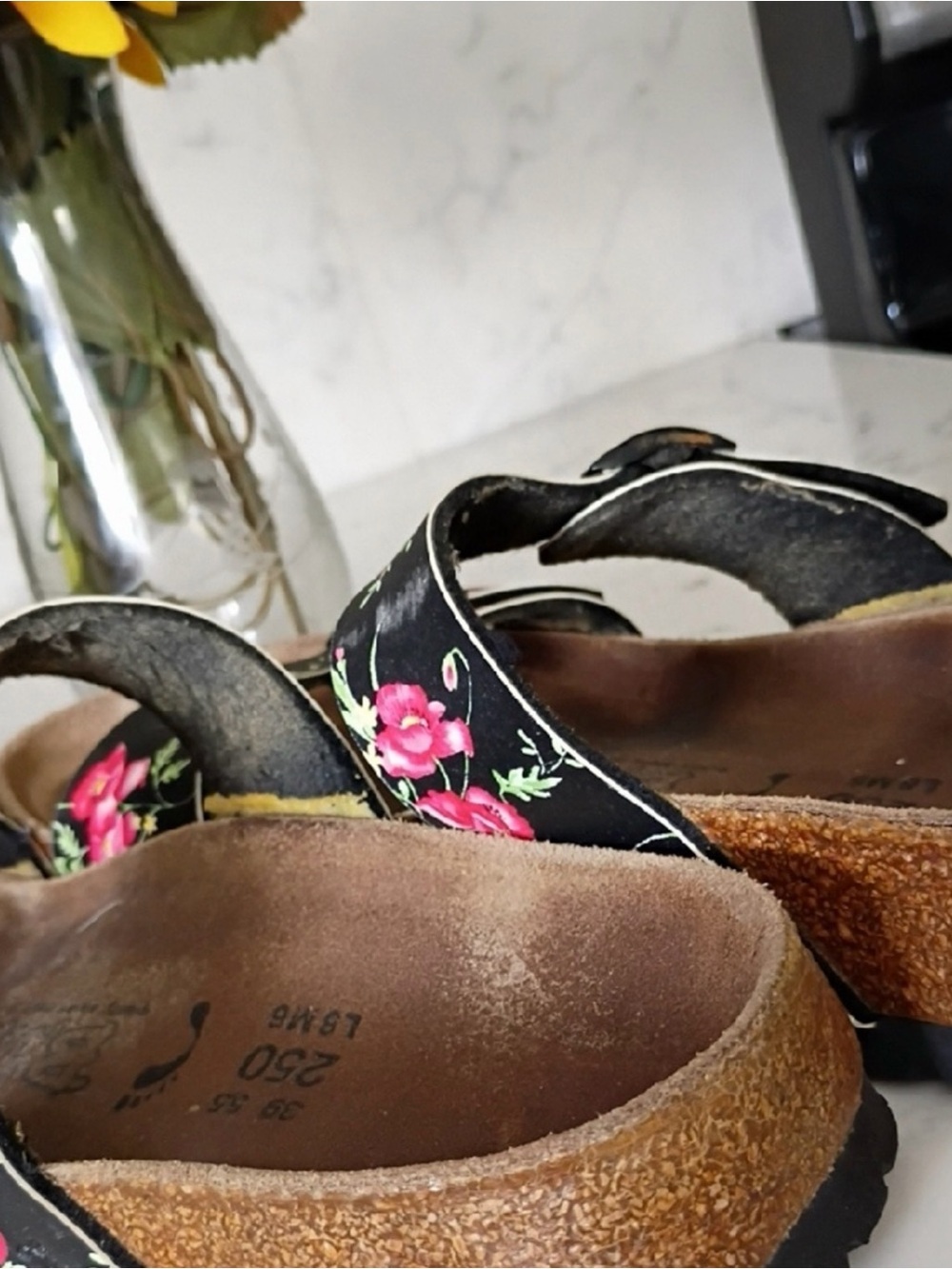 Birkenstock Black Floral Double-Strap Sandals - Picture 7 of 8